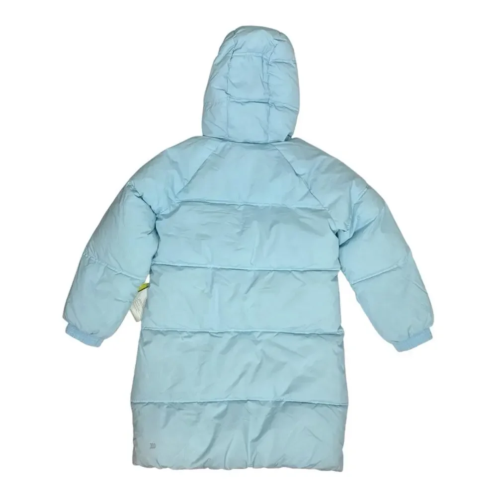 All In Motion Girls Puffer Jacket Light Blue Hooded Mid-Length Coat Size XL (14)